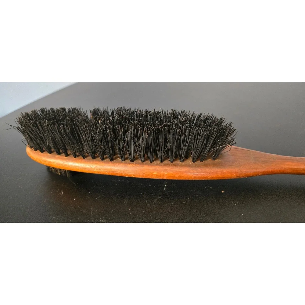 Vintage SAS Wooden Shoe Brush Dual Bristle with Integrated Shoe Horn Handle